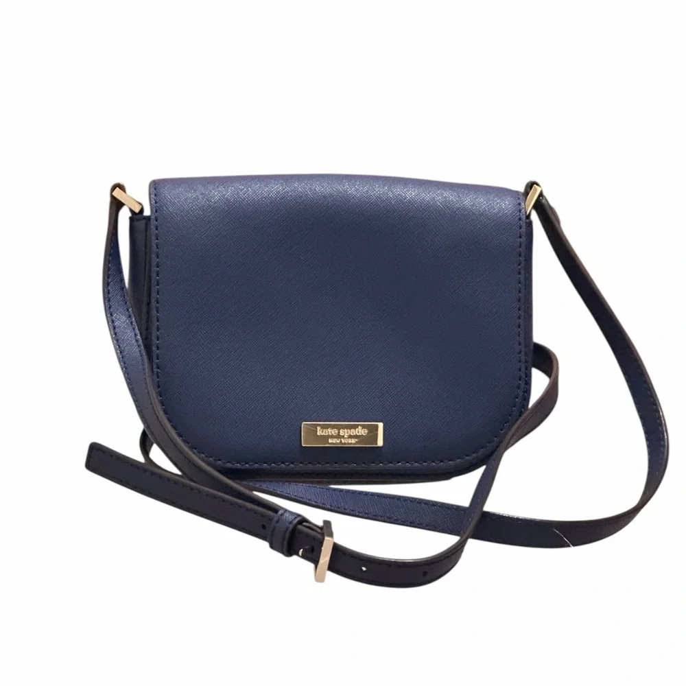 Kate Spade Navy Laurel Way Carsen Leather Crossbody Bag Purse Adjustable Strap
